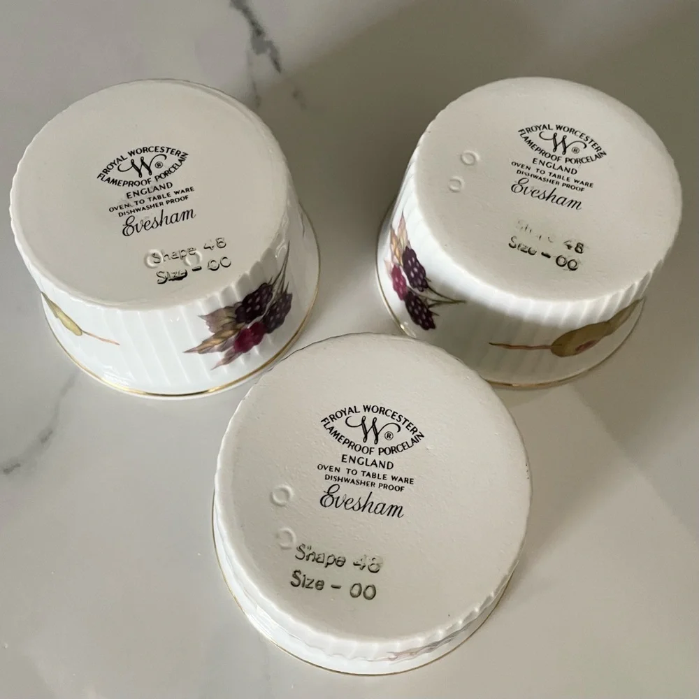 SET of 3 Evesham Ramekins by Royal Worcester